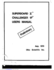 Ohio Scientific Challenger 1P User Manual