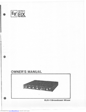Electro-Voice ELX-1 Owner's Manual