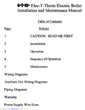 EFM Heating Elec-T-Therm EB4-25 Installation And Maintenance Manual