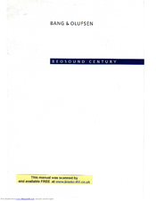 Bang & olufsen BeoSound Century Manuals | ManualsLib