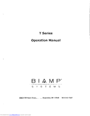 Biamp T Series Operation Manual