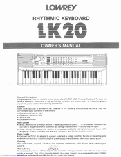 Lowrey LK20 Owner's Manual