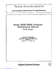 Texas Instruments 980B Maintenance Manual