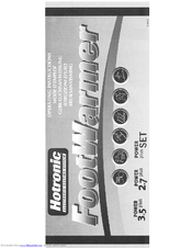 Hotronic Footwarmer Power 2.7 plus Operating Instructions Manual