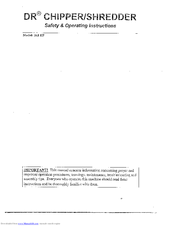DR 18.0 HP Safety And Operating Instructions Manual