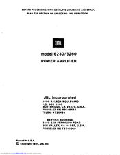 JBL 6230 User Manual
