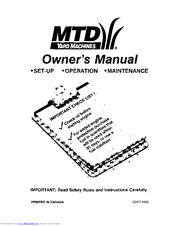 MTD OGST-1505E Owner's Manual
