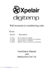 Xpelair digitemp 91175AA WHP 210 Installation Manual