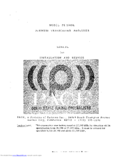 Pace PX 200BL Manual For Installation