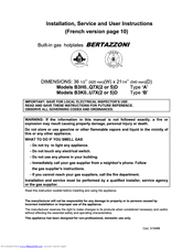 Bertazzoni B3K0..U7X2D Type B Installation, Service And User Instructions Manual
