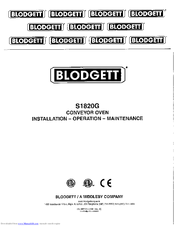 Blodgett SG1820G Installation Operation & Maintenance