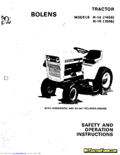 Bolens H-16 Safety And Operation Instructions