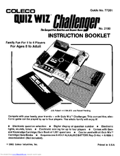 Coleco Quiz Wiz Challenger Instruction Booklet