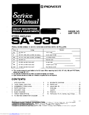 Pioneer SA-930 Service Manual