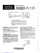 Pioneer A-115 Operating Instructions Manual