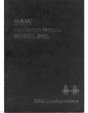 B&W electronics 802 Instruction Manual