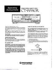 Pioneer CT-W910R Operating Instructions Manual