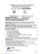 Bertazzoni V24 4 00 X Installation, Service And User Instructions Manual