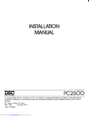 DSC PC 2500 Installation Manual