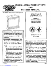 White Mountain Hearth Tahoe DVDT4542R-1 Installation Instructions And Owner's Manual