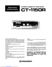 Pioneer CT-1150R Operating Instructions Manual