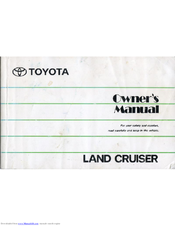Toyota 1991 Land Cruiser 70 Series Owner's Manual