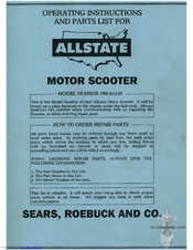 Allstate 788.94370 Operating Instructions And Parts List Manual