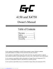 CTC Union X4750 Owner's Manual