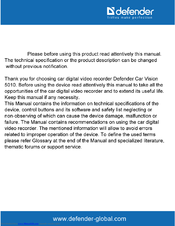 Defender Car Vision 5010 Operation Manual