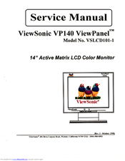 ViewSonic VP140 VSLCD101-1 Service Manual