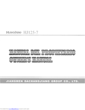 Haojue HJ125-7 Owner's Manual