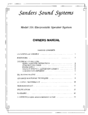 Sanders Sound Systems 10C Owner's Manual
