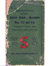 Singer 128 Instructions For Using Manual
