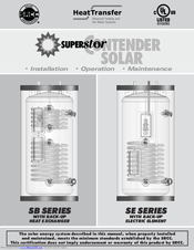 Heat Transfer SuperStor SB SERIES Installation Manual