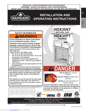Napoleon HDX35PT Installation And Operating Instructions Manual