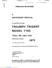 Triumph 1975 Trident T160 Workshop Manual