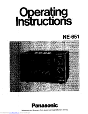 Panasonic NE-651 Operating Instructions Manual