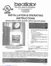 Heatilator Maxus MAX60L Installation & Operating Instructions Manual