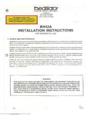 Heatilator BH42A Installation Instructions Manual
