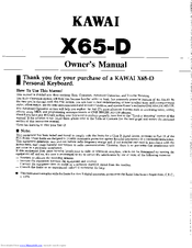 Kawai X65-D Owner's Manual
