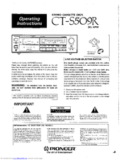 Pioneer CT-S509R Operating Instructions Manual