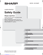 Sharp MX-B380P Safety Manual