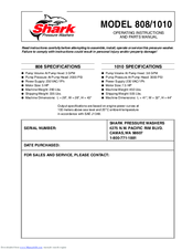 Shark 808 Operating Instructions And Parts Manua