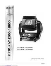 COEF Sirio RAY 1200 02B014 Operating Instructions Manual