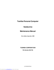 Toshiba TECRA R10 Maintenance Manual
