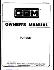 GBM Pursuit 1993 Owner's Manual