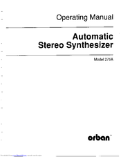 Orban 275A Operating Instructions Manual