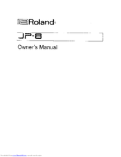 Roland JP-8 Owner's Manual