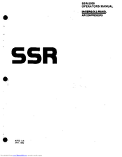 Ingersoll-Rand SSR-2000 Operating Instructions Manual