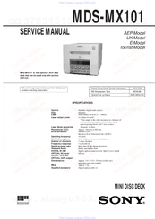 Sony MDS-MX101 Service Manual